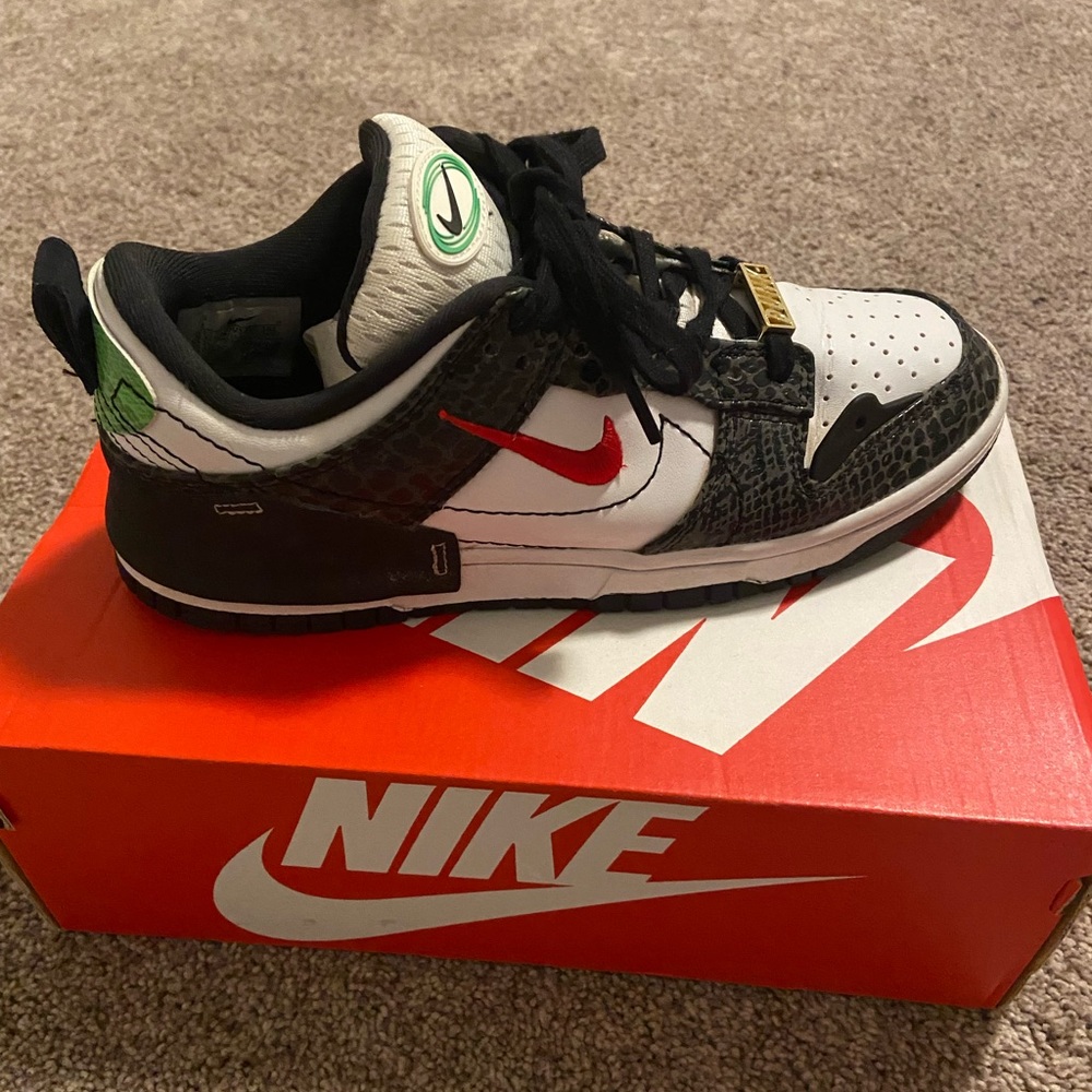 Nike black dunks snakeskin disrupt